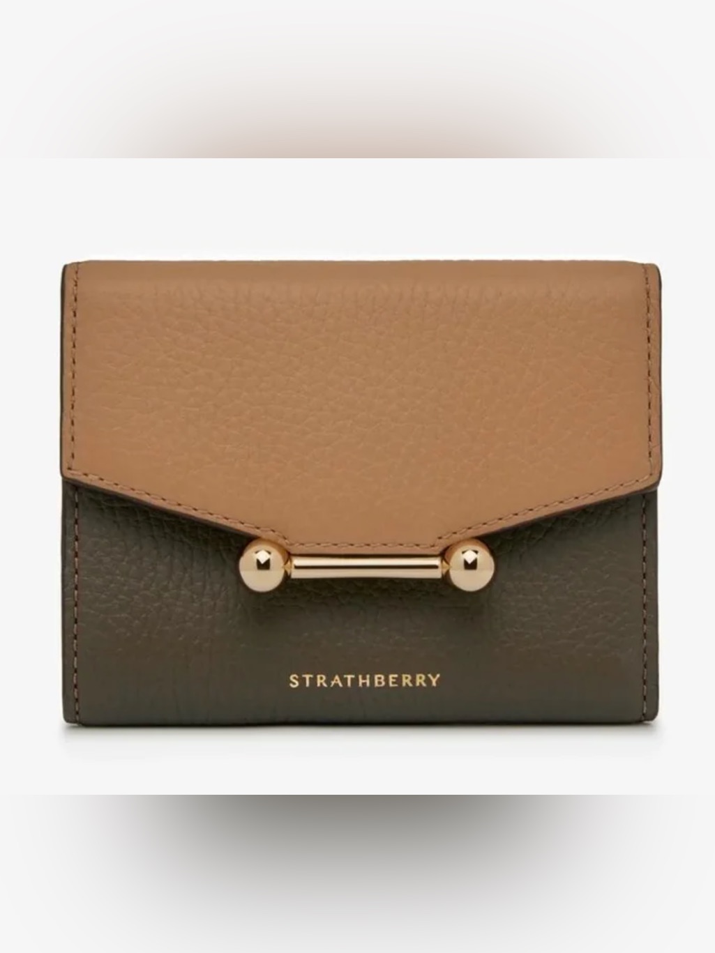 Strathberry Mosaic Trifold Wallet - Khaki/Caramel/Diamond W/ Original Packaging